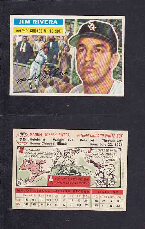 1956 TOPPS BASEBALL CARD #70 M. RIVERA photo 1956 TOPPS BASEBALL CARD #70 M. RIVERA photo