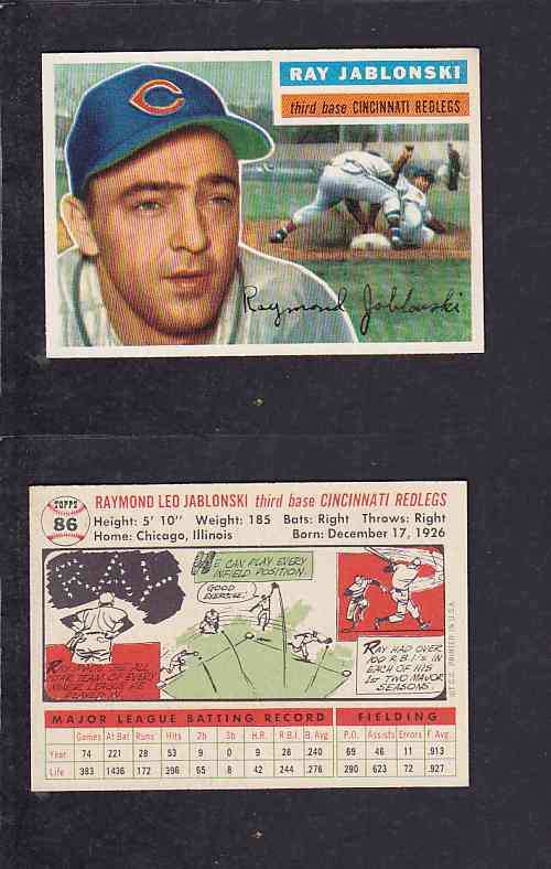 1956 TOPPS BASEBALL CARD #86 R. JABLONSKI photo 1956 TOPPS BASEBALL CARD #86 R. JABLONSKI photo