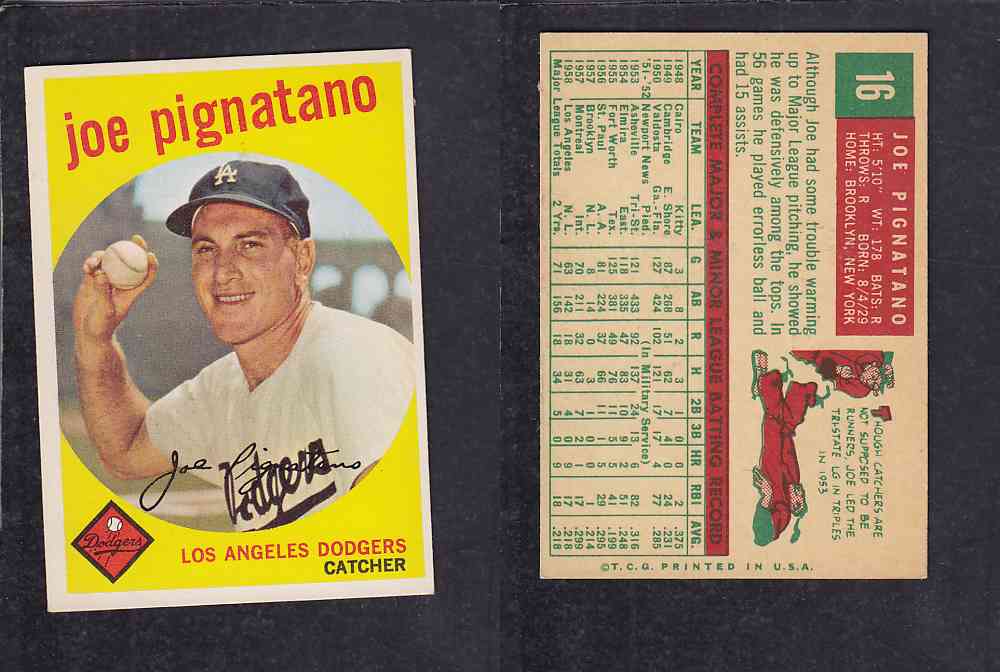 1959 TOPPS BASEBALL CARD#16 J. PIGNATANO photo 1959 TOPPS BASEBALL CARD#16 J. PIGNATANO photo