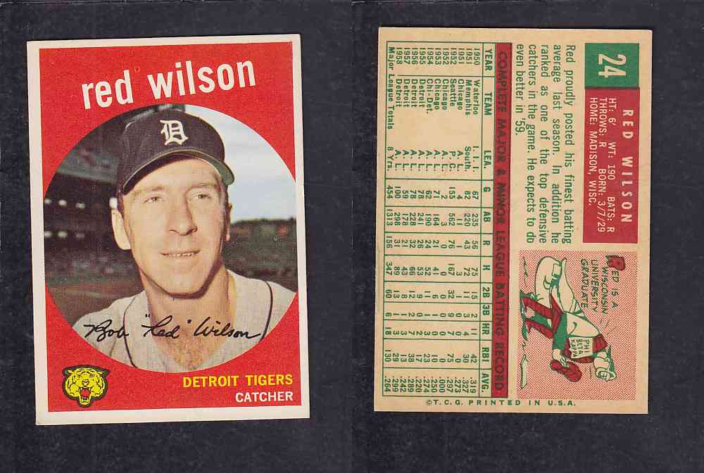 1959 TOPPS BASEBALL CARD#24 R. WILSON photo 1959 TOPPS BASEBALL CARD#24 R. WILSON photo