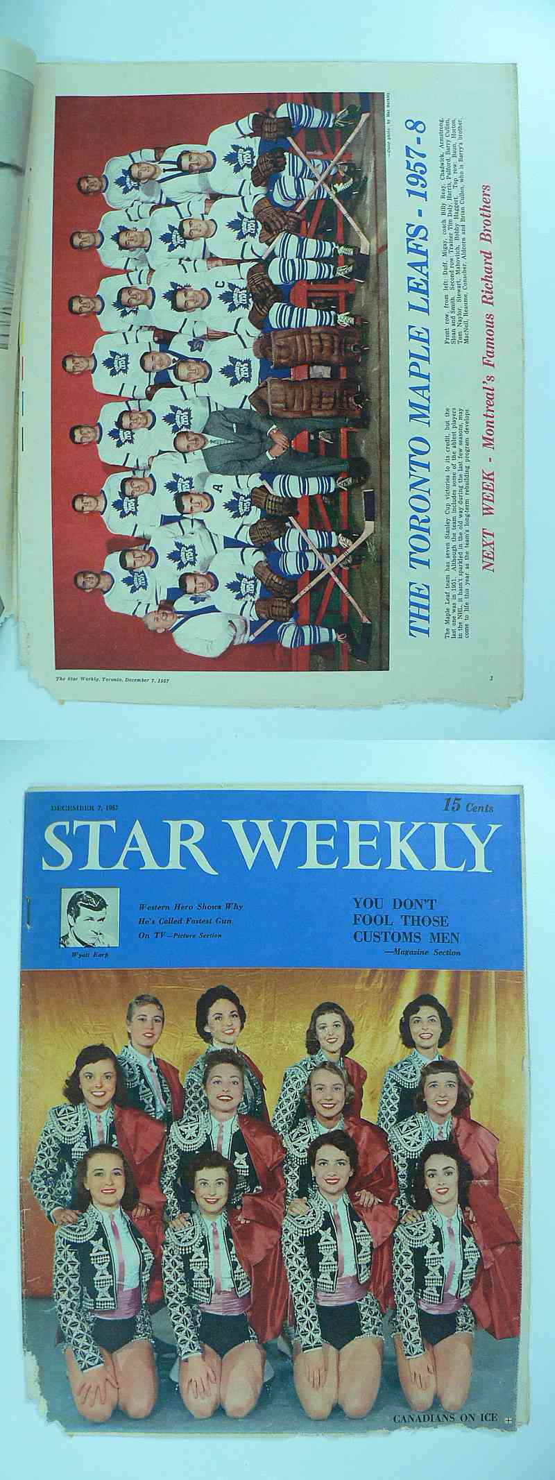 1957-58 TORONTO STAR FULL MAGAZINE TORONTO MAPLE LEAFS TEAM POSTER photo