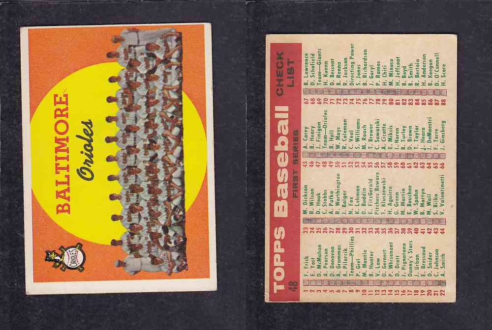 1959 TOPPS BASEBALL CARD#48  B.  ORIOLES photo