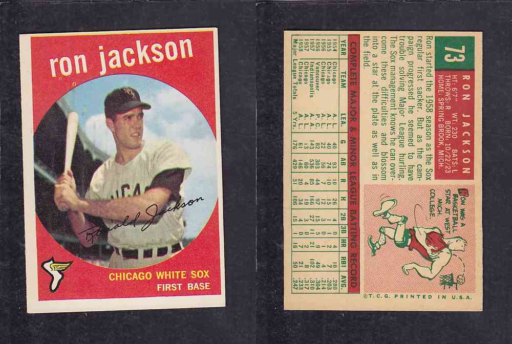 1959 TOPPS BASEBALL CARD #73 R. JACKSON photo 1959 TOPPS BASEBALL CARD #73 R. JACKSON photo