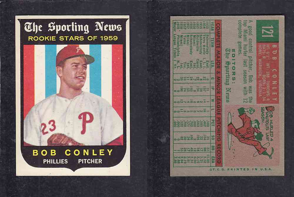 1959 TOPPS BASEBALL CARD #121 B. CONLEY photo 1959 TOPPS BASEBALL CARD #121 B. CONLEY photo