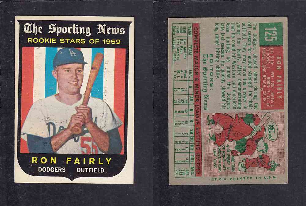 1959 TOPPS BASEBALL CARD #125 R. FAIRLY photo 1959 TOPPS BASEBALL CARD #125 R. FAIRLY photo