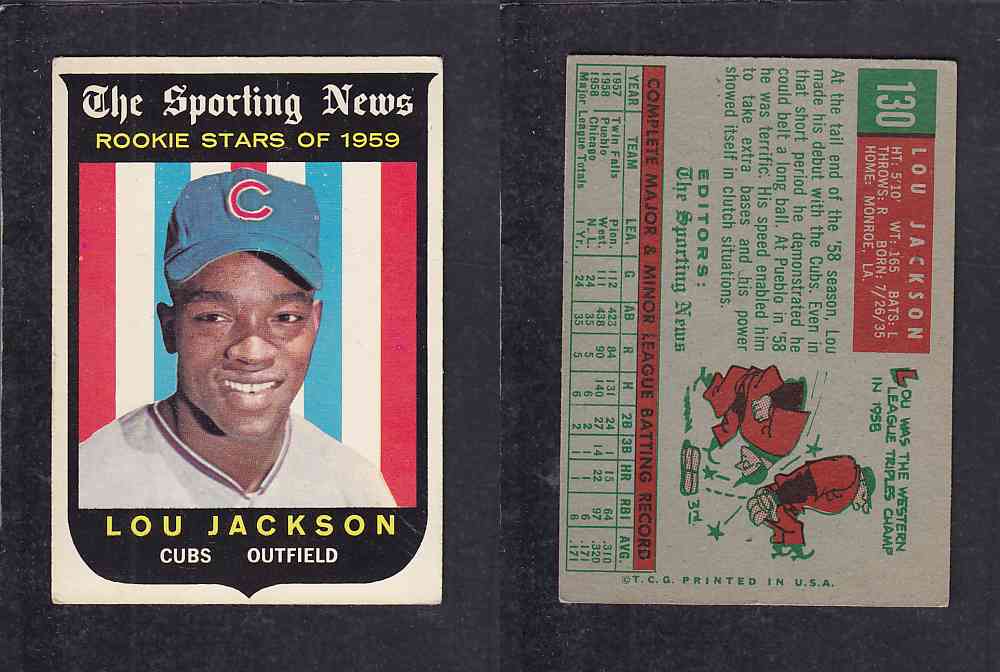 1959 TOPPS BASEBALL CARD #130 L. JACKSON photo 1959 TOPPS BASEBALL CARD #130 L. JACKSON photo