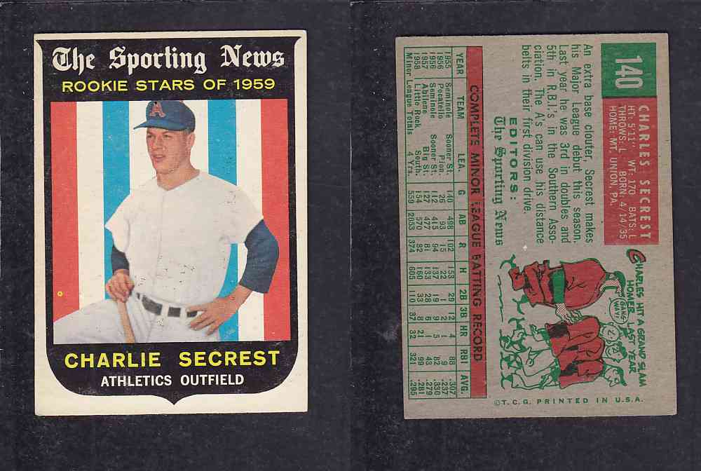 1959 TOPPS BASEBALL CARD #140     C. SECREST photo