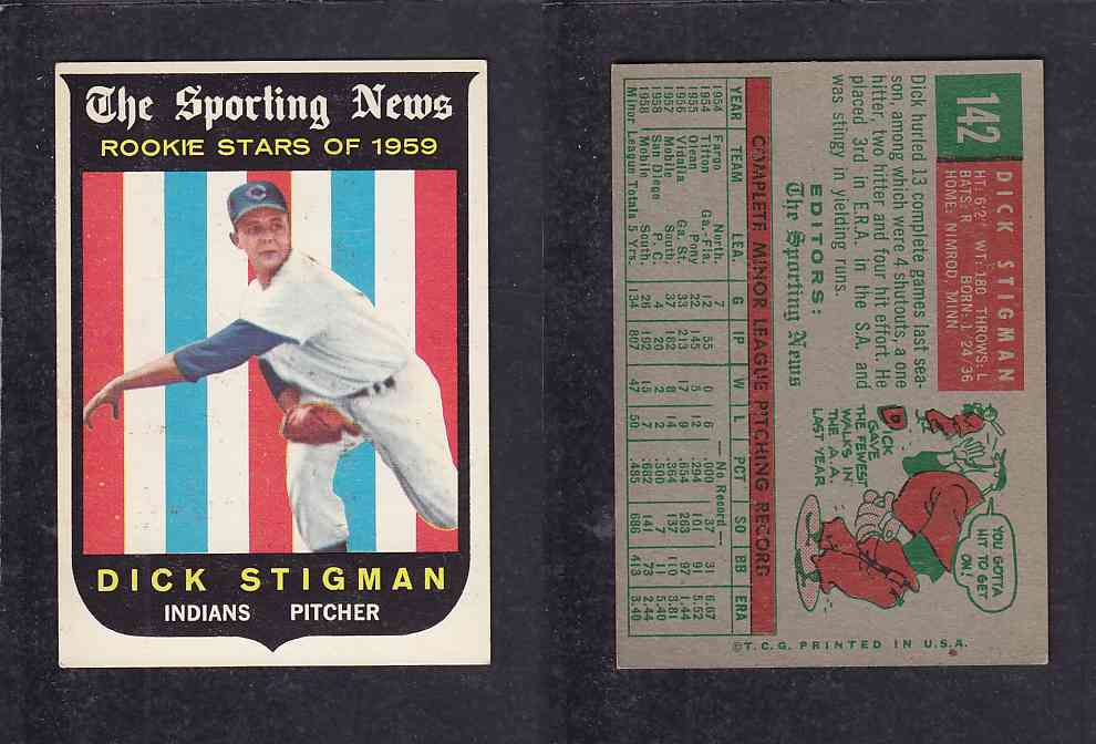 1959 TOPPS BASEBALL CARD #142     D. STIGMAN  photo