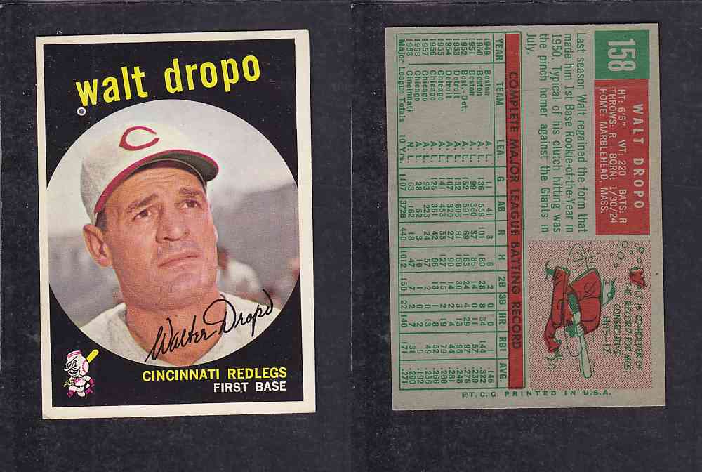 1959 TOPPS BASEBALL CARD #158    W. DROPO photo