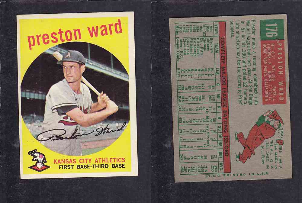 1959 TOPPS BASEBALL CARD #176 P. WARD photo 1959 TOPPS BASEBALL CARD #176 P. WARD photo