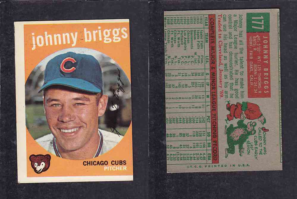 1959 TOPPS BASEBALL CARD #177 J. BRIGGS photo 1959 TOPPS BASEBALL CARD #177 J. BRIGGS photo