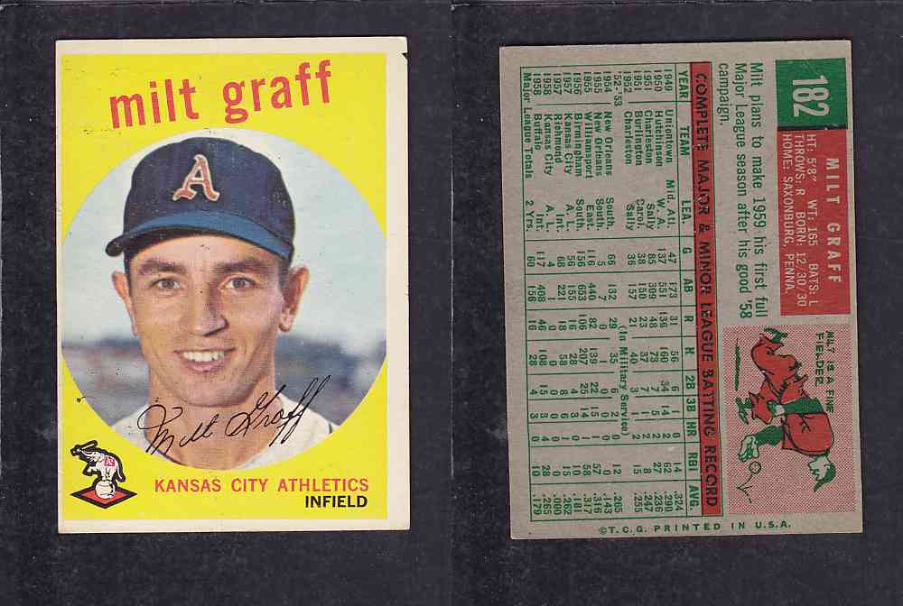 1959 TOPPS BASEBALL CARD #182 M. GRAFF photo 1959 TOPPS BASEBALL CARD #182 M. GRAFF photo