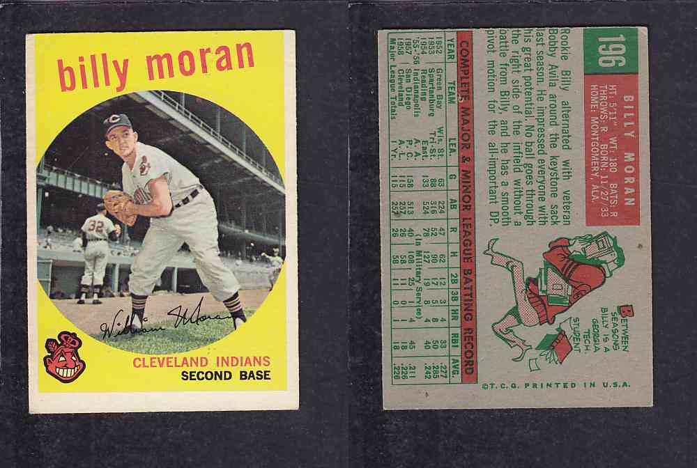 1959 TOPPS BASEBALL CARD #196   B. MORAN  photo