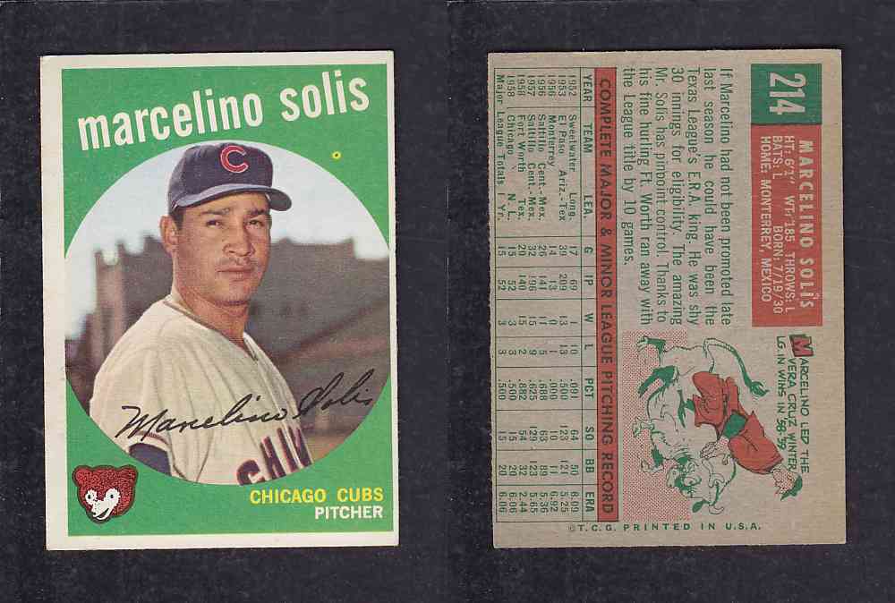 1959 TOPPS BASEBALL CARD #214 M. SOLIS photo 1959 TOPPS BASEBALL CARD #214 M. SOLIS photo