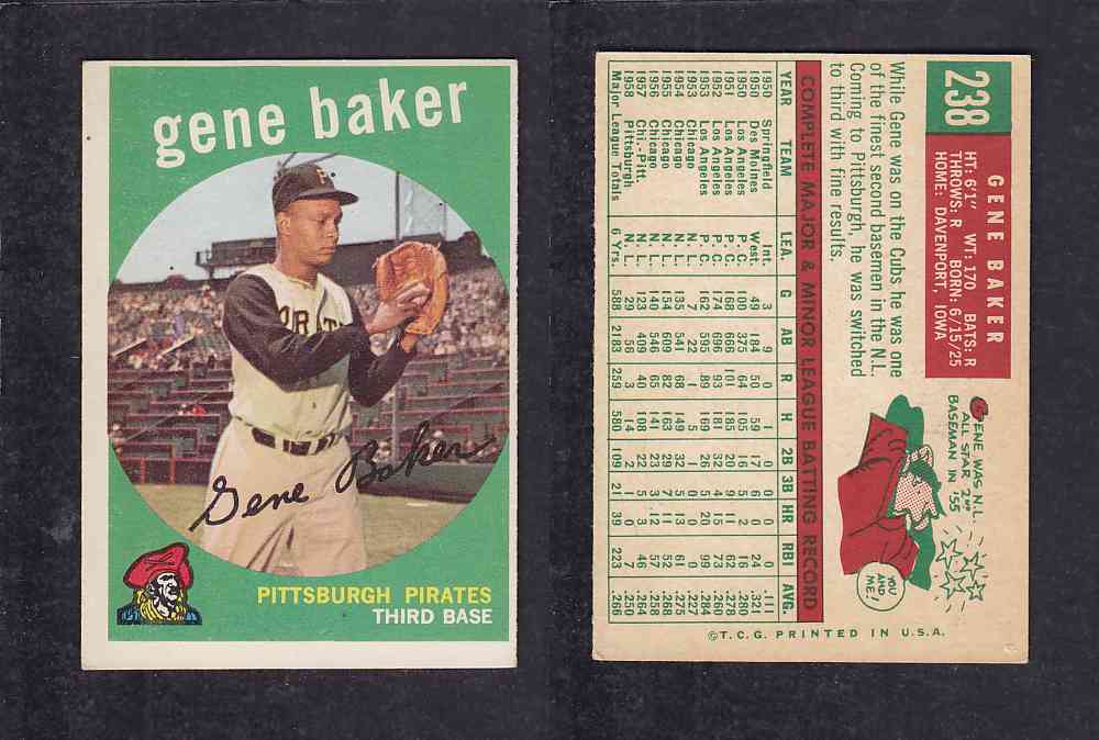 1959 TOPPS BASEBALL CARD #238 G. BAKER photo 1959 TOPPS BASEBALL CARD #238 G. BAKER photo