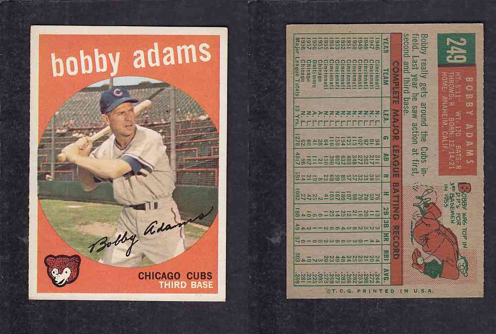 1959 TOPPS BASEBALL CARD #249   B. ADAMS photo