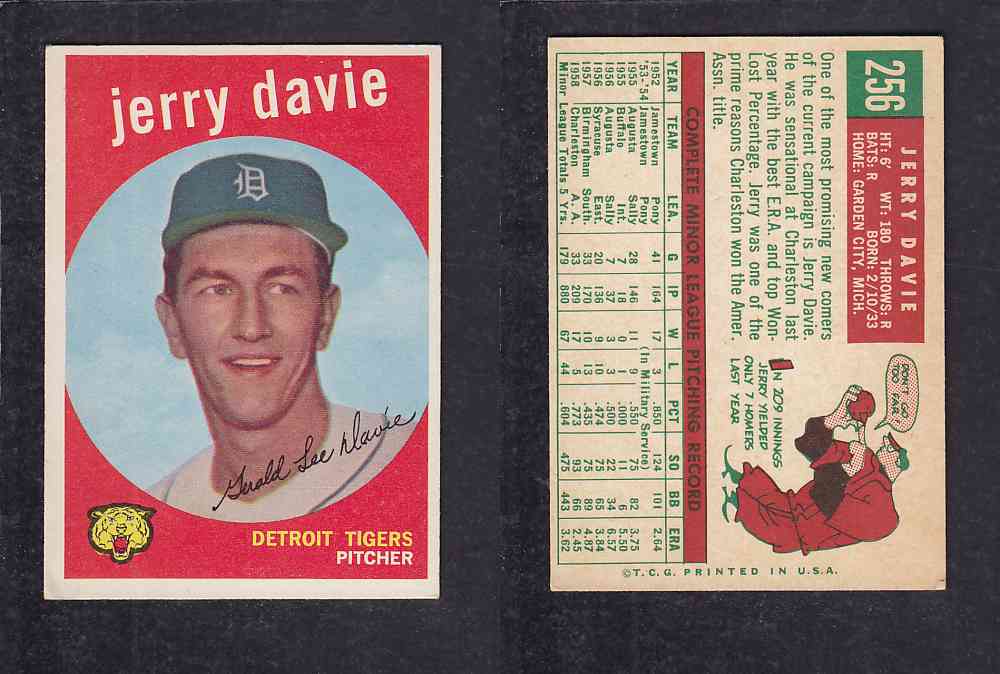 1959 TOPPS BASEBALL CARD #256 J. DAVIE photo 1959 TOPPS BASEBALL CARD #256 J. DAVIE photo