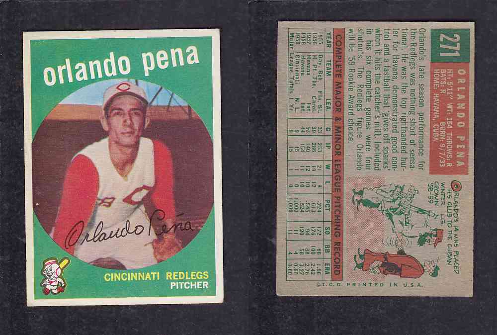 1959 TOPPS BASEBALL CARD #271 O. PENA photo 1959 TOPPS BASEBALL CARD #271 O. PENA photo
