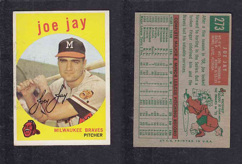 1959 TOPPS BASEBALL CARD #273   J. JAY photo