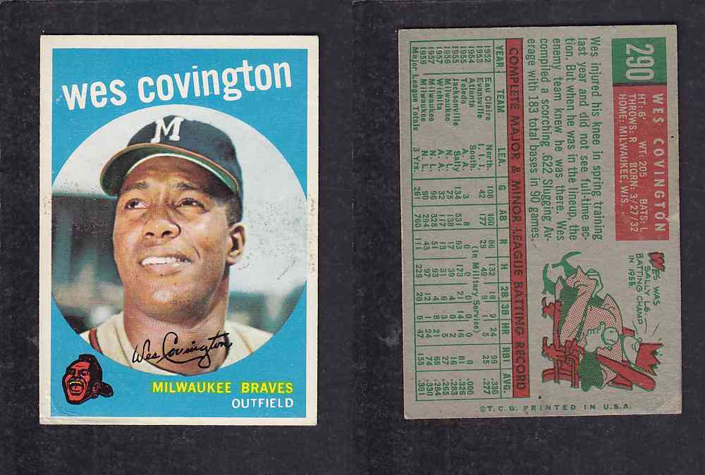 1959 TOPPS BASEBALL CARD #290   W. COVINGTON photo