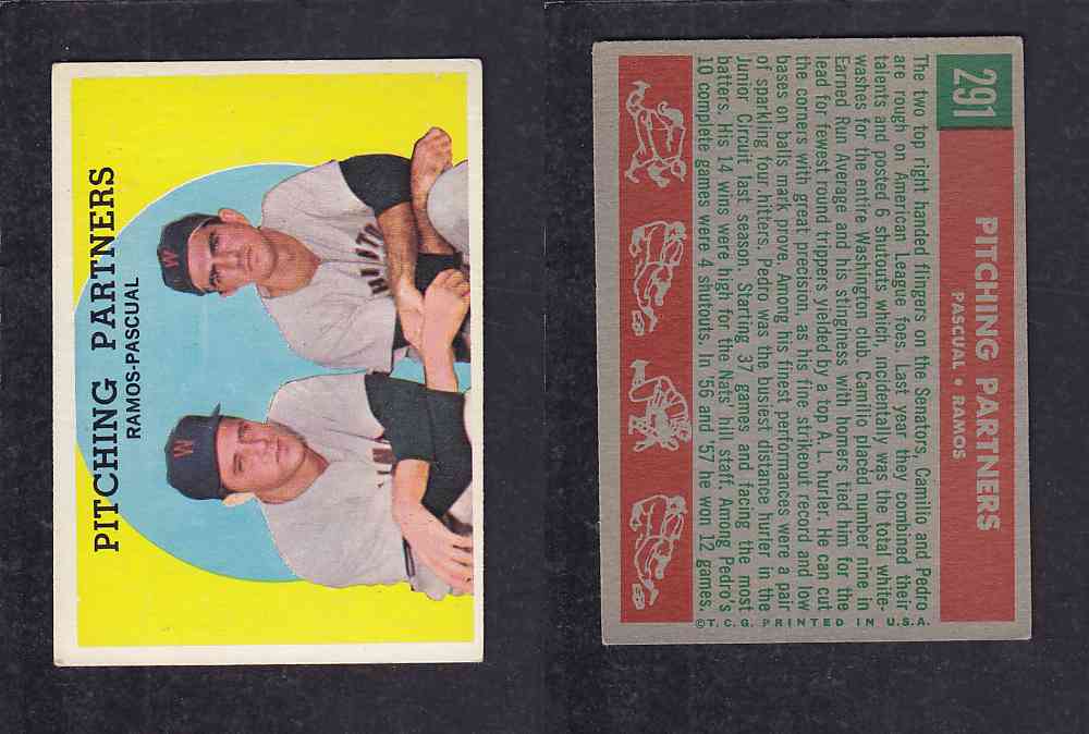 1959 TOPPS BASEBALL CARD #291   PITCHING PARTNERS photo