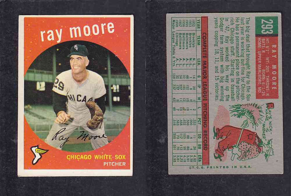 1959 TOPPS BASEBALL CARD #293 R. MOORE photo 1959 TOPPS BASEBALL CARD #293 R. MOORE photo