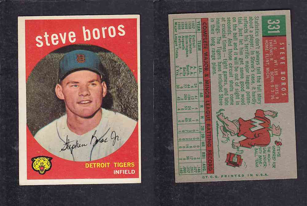 1959 TOPPS BASEBALL CARD #331 S.BOROS photo 1959 TOPPS BASEBALL CARD #331 S.BOROS photo