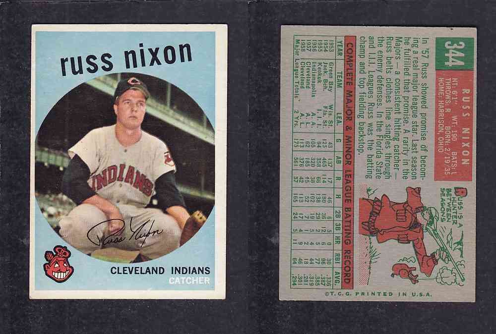 1959 TOPPS BASEBALL CARD #344 R. NIXON photo 1959 TOPPS BASEBALL CARD #344 R. NIXON photo