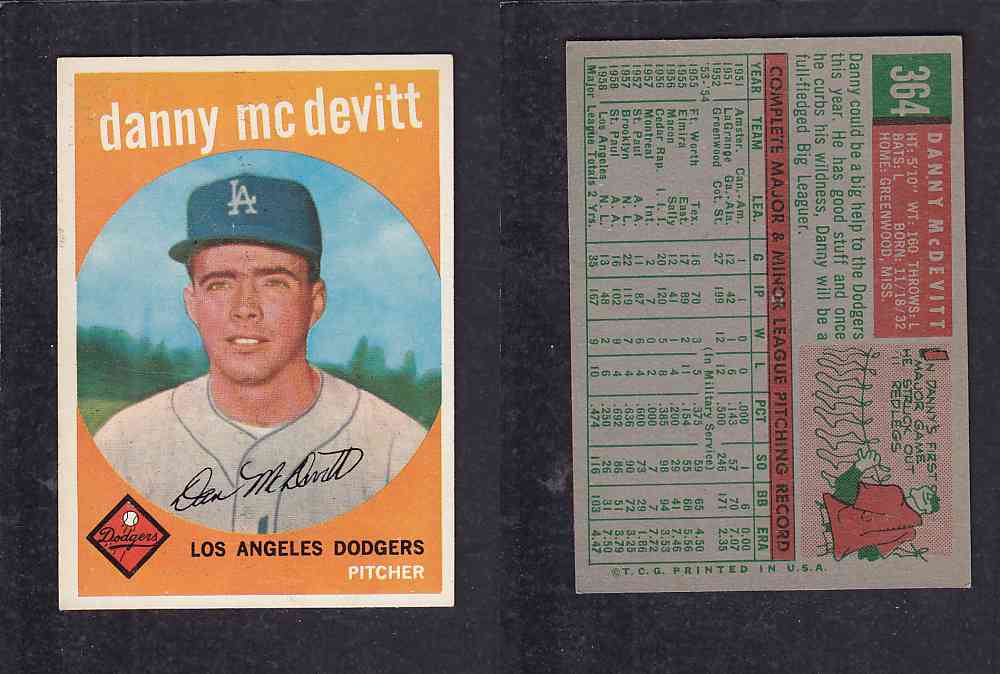 1959 TOPPS BASEBALL CARD #364   D. McDEVITT photo