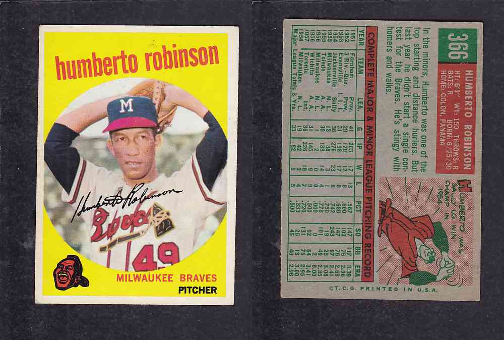 1959 TOPPS BASEBALL CARD #366 H. ROBINSON photo 1959 TOPPS BASEBALL CARD #366 H. ROBINSON photo