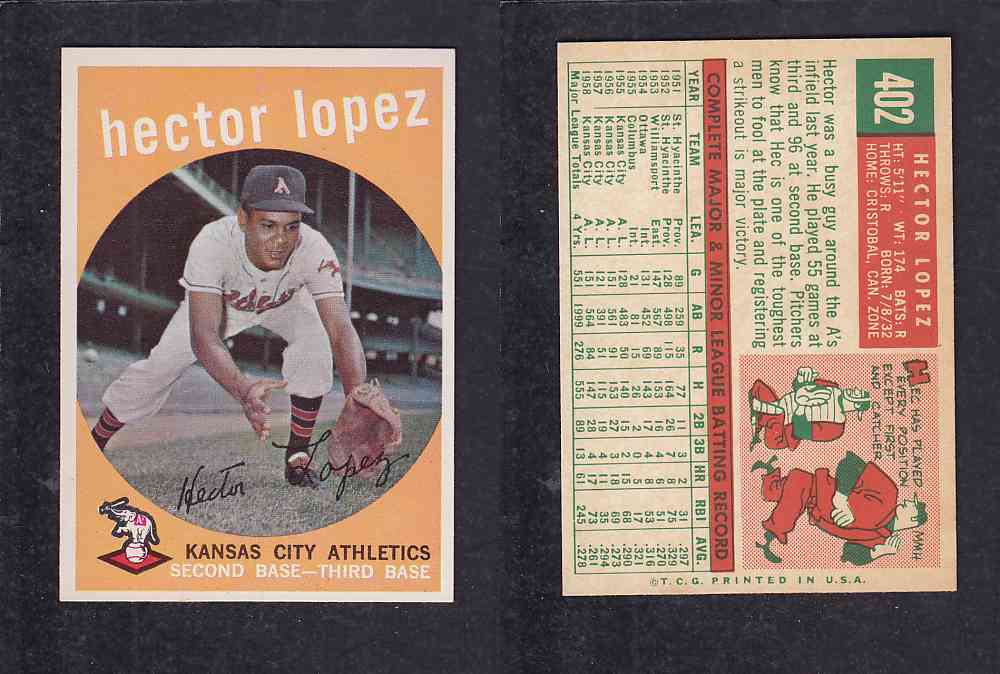 1959 TOPPS BASEBALL CARD #402 H. LOPEZ photo 1959 TOPPS BASEBALL CARD #402 H. LOPEZ photo