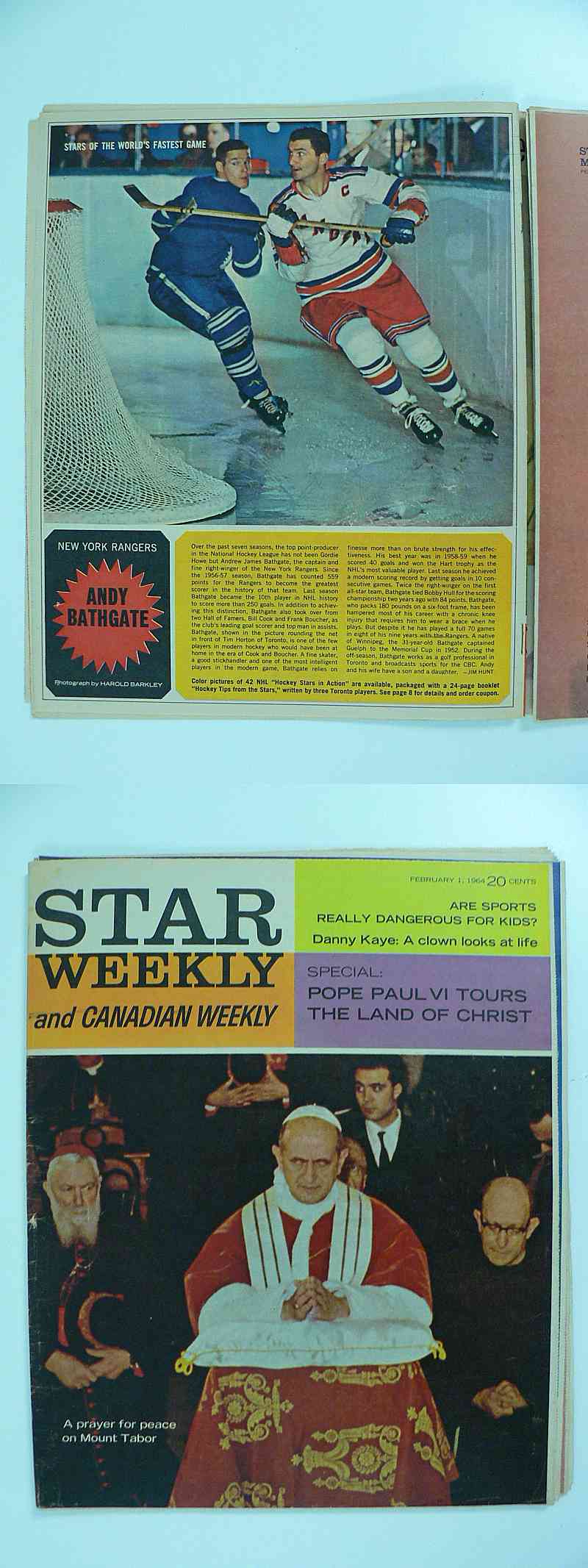 1963-64 TORONTO STAR FULL MAGAZINE A.BATHGATE POSTER photo 1963-64 TORONTO STAR FULL MAGAZINE A.BATHGATE POSTER photo