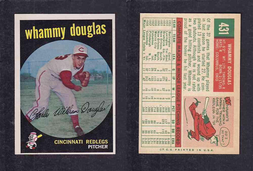 1959 TOPPS BASEBALL CARD #431 W. DOUGLAS photo 1959 TOPPS BASEBALL CARD #431 W. DOUGLAS photo