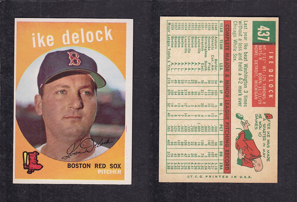 1959 TOPPS BASEBALL CARD #437 I. DELOCK photo 1959 TOPPS BASEBALL CARD #437 I. DELOCK photo