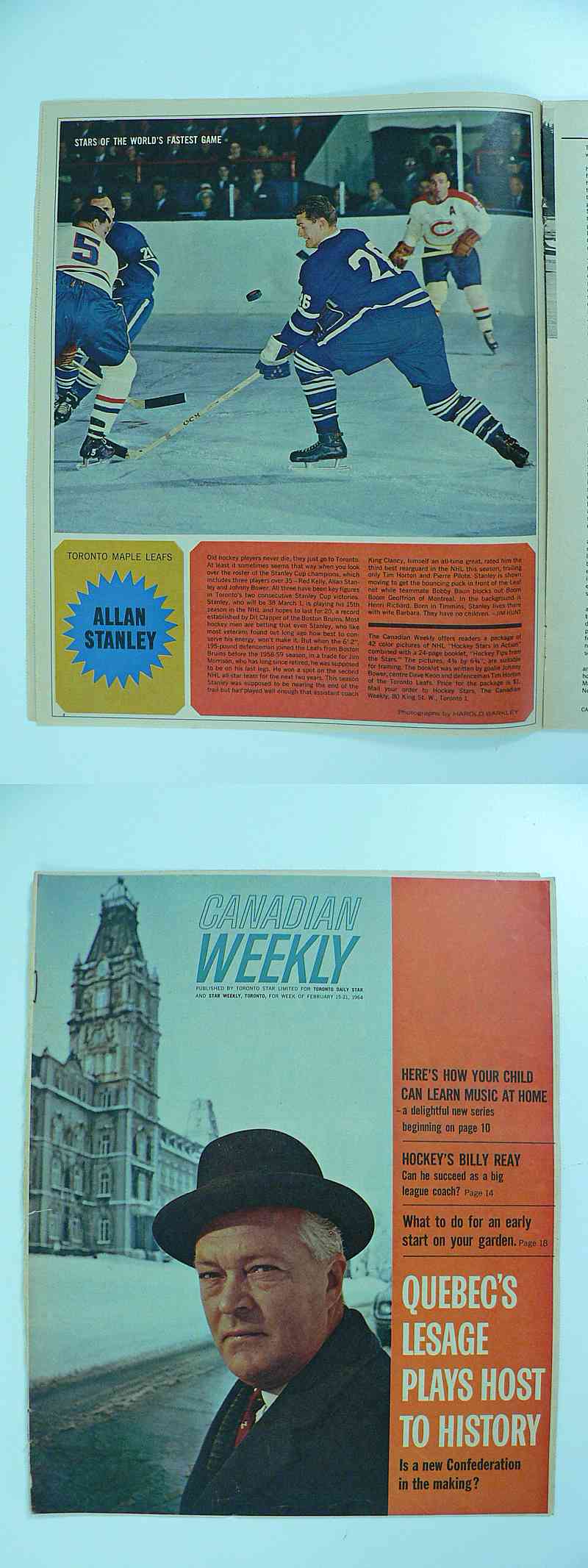 1963-64 TORONTO STAR FULL MAGAZINE A.STANLEY POSTER photo 1963-64 TORONTO STAR FULL MAGAZINE A.STANLEY POSTER photo