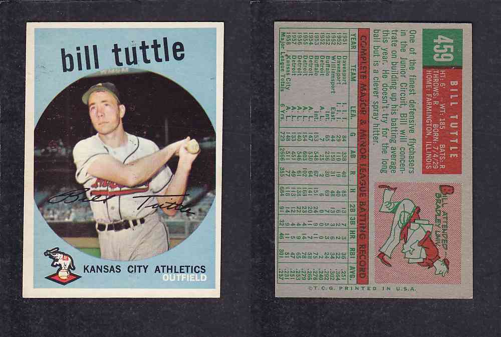 1959 TOPPS BASEBALL CARD #459 B. TUTTLE photo 1959 TOPPS BASEBALL CARD #459 B. TUTTLE photo