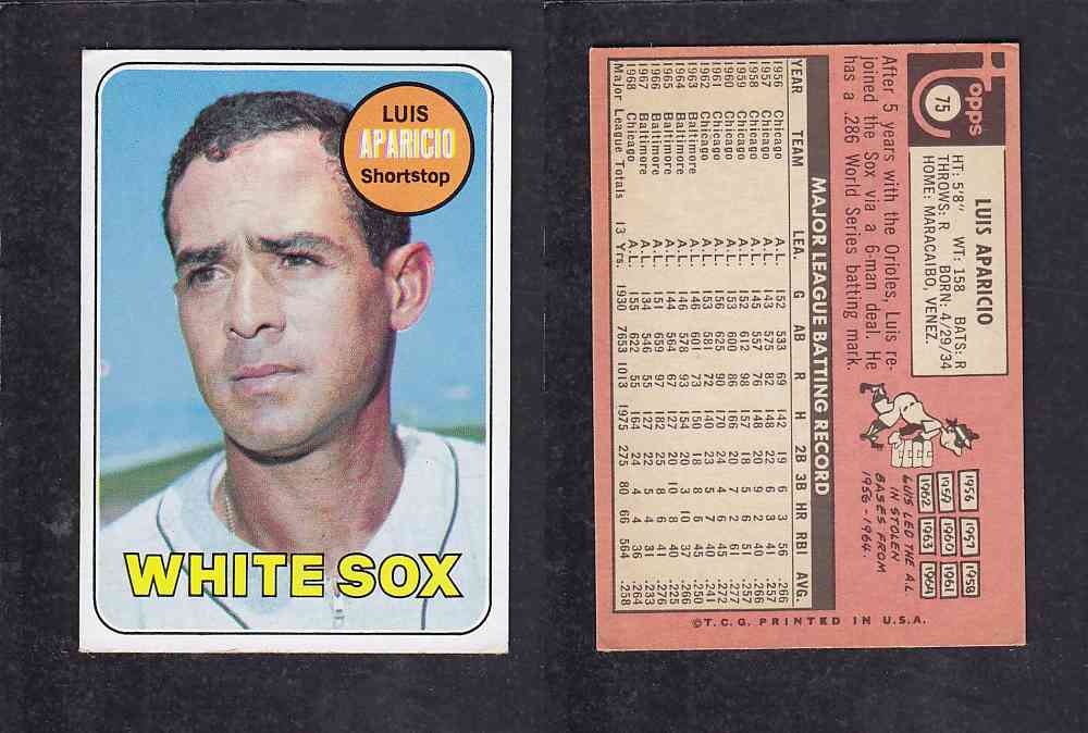 1969 TOPPS BASEBALL CARD #75 L. APARICIO photo 1969 TOPPS BASEBALL CARD #75 L. APARICIO photo