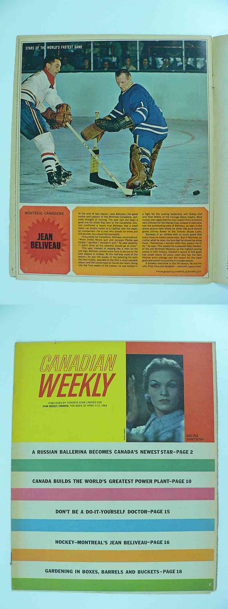 1963-64 TORONTO STAR FULL MAGAZINE J.BELIVEAU POSTER photo 1963-64 TORONTO STAR FULL MAGAZINE J.BELIVEAU POSTER photo