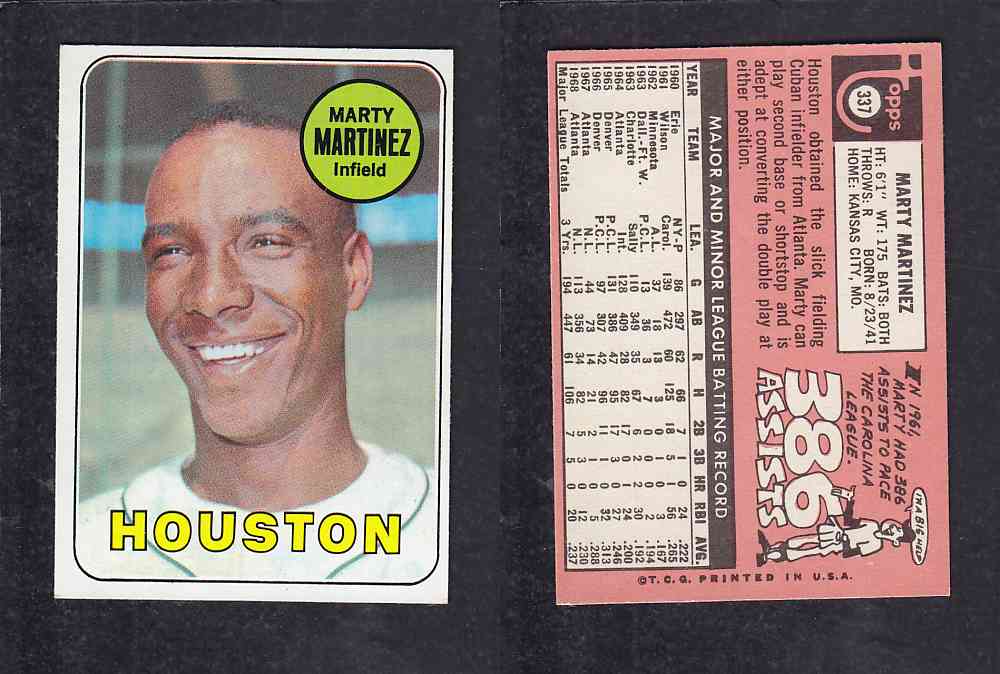 1969 TOPPS BASEBALL CARD #337 M. MARTINEZ photo 1969 TOPPS BASEBALL CARD #337 M. MARTINEZ photo