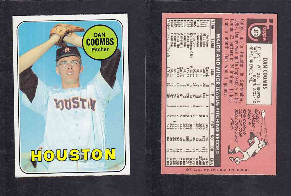 1969 TOPPS BASEBALL CARD #389 M. COOMBS photo 1969 TOPPS BASEBALL CARD #389 M. COOMBS photo