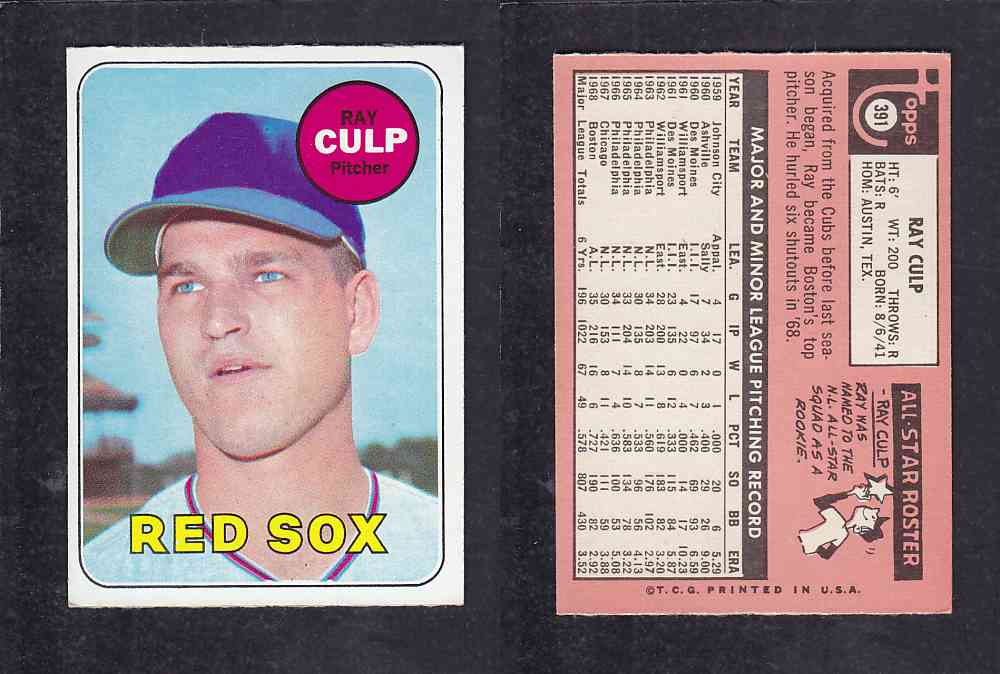 1969 TOPPS BASEBALL CARD #391 M. CULP photo 1969 TOPPS BASEBALL CARD #391 M. CULP photo