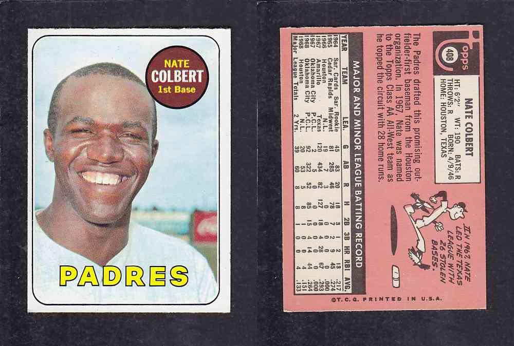 1969 TOPPS BASEBALL CARD #408 M. COLBERT photo 1969 TOPPS BASEBALL CARD #408 M. COLBERT photo