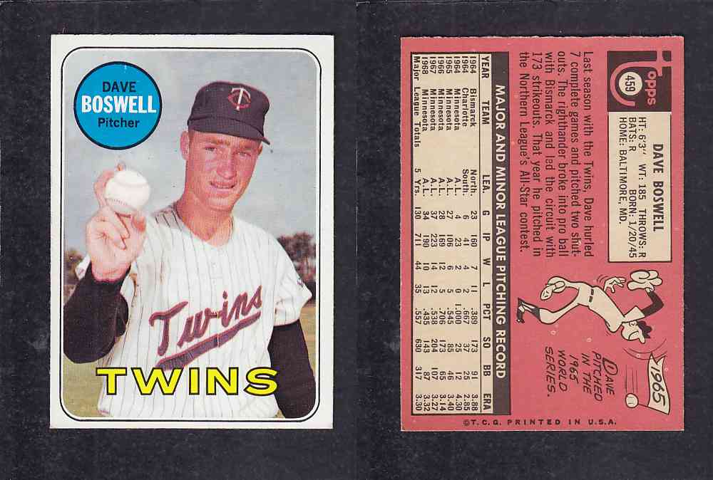 1969 TOPPS BASEBALL CARD #459 M. BOSWELL photo 1969 TOPPS BASEBALL CARD #459 M. BOSWELL photo