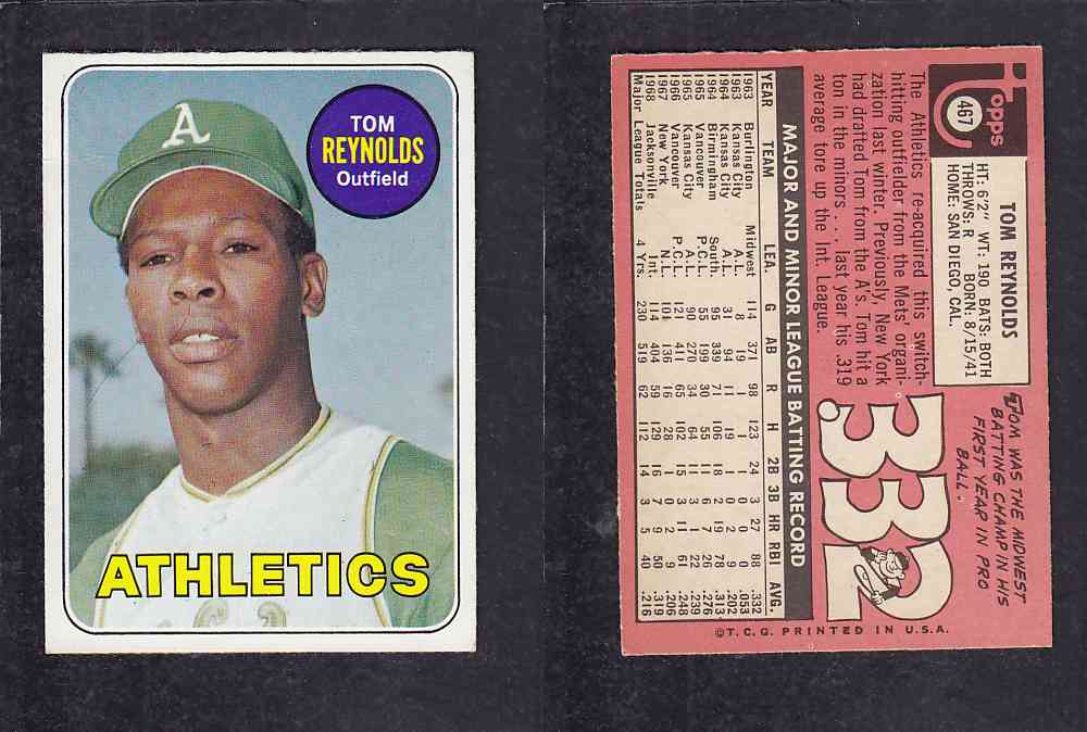1969 TOPPS BASEBALL CARD #467 M. REYNOLDS photo 1969 TOPPS BASEBALL CARD #467 M. REYNOLDS photo
