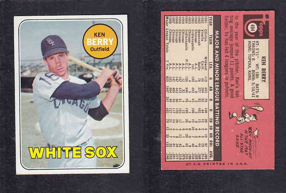 1969 TOPPS BASEBALL CARD #494 M. BERRY photo 1969 TOPPS BASEBALL CARD #494 M. BERRY photo