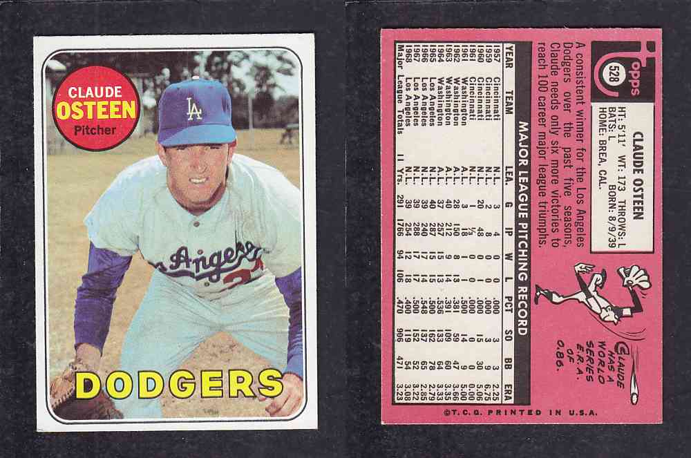 1969 TOPPS BASEBALL CARD #528 M. OSTEEN photo 1969 TOPPS BASEBALL CARD #528 M. OSTEEN photo