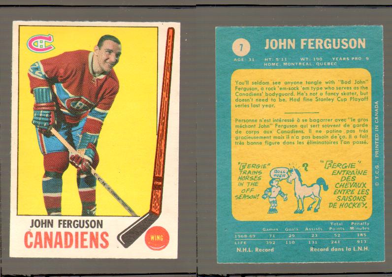1969-70 O-PEE-CHEE HOCKEY CARD #7 JOHN FREGUSON photo 1969-70 O-PEE-CHEE HOCKEY CARD #7 JOHN FREGUSON photo