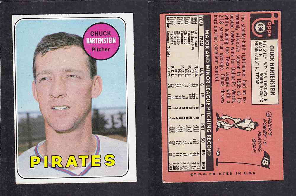 1969 TOPPS BASEBALL CARD #596 M. HARTENSTEIN photo 1969 TOPPS BASEBALL CARD #596 M. HARTENSTEIN photo