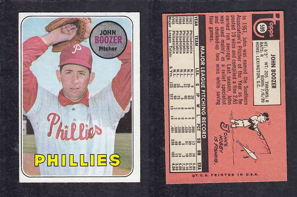 1969 TOPPS BASEBALL CARD #599 M. BOOZER photo 1969 TOPPS BASEBALL CARD #599 M. BOOZER photo