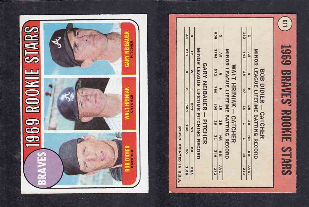 1969 TOPPS BASEBALL CARD #611 BRAVES ROOKIE STARS photo 1969 TOPPS BASEBALL CARD #611 BRAVES ROOKIE STARS photo